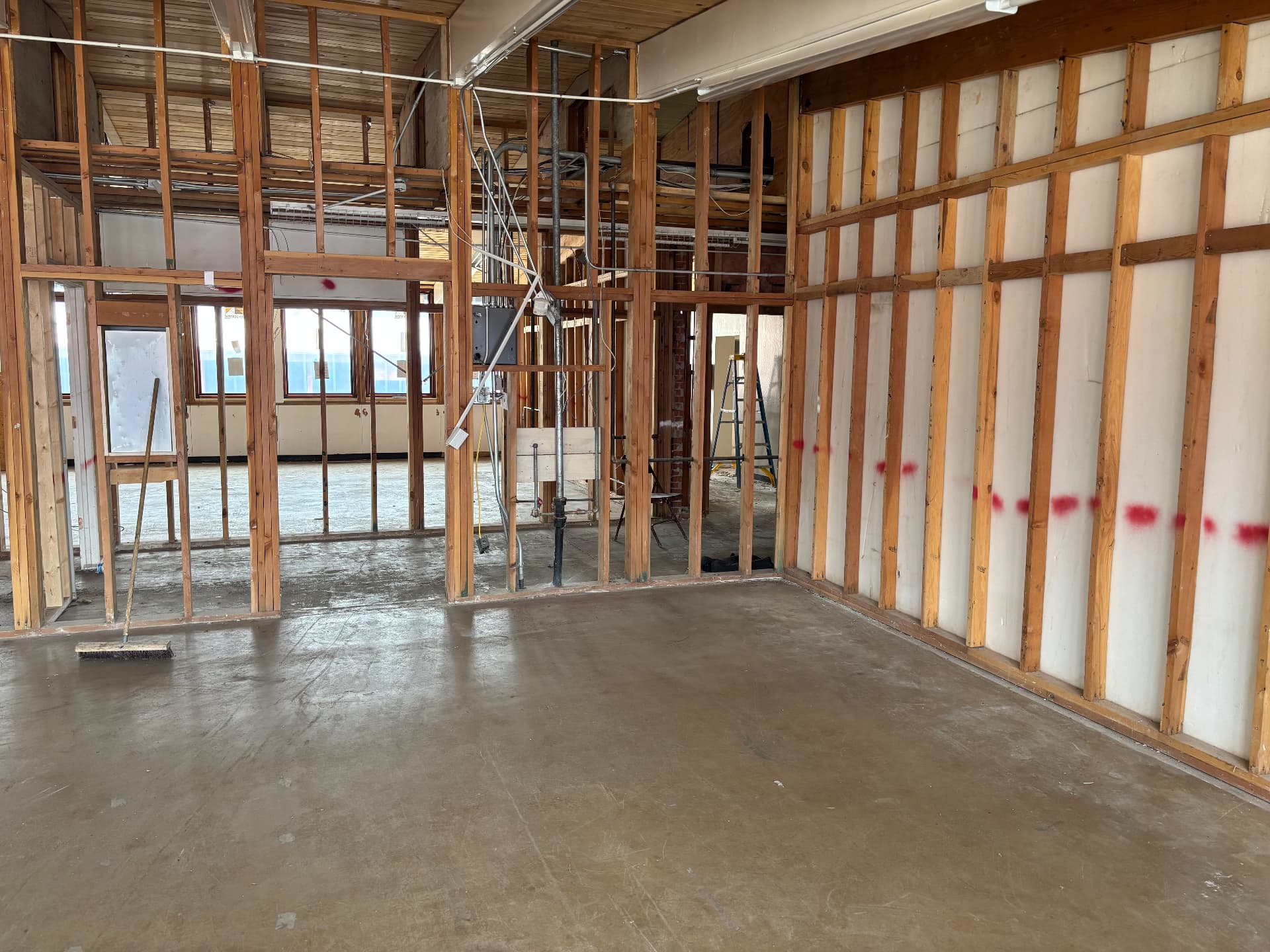 City of Show Low Training Building — BEFORE: interior framing