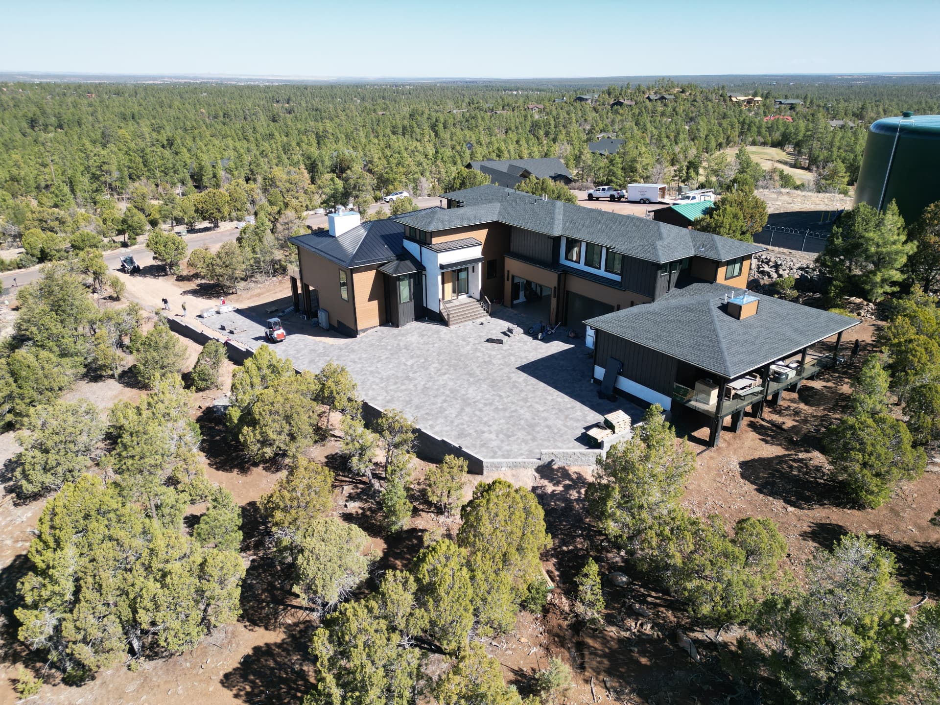 Mountain residence — completed home and courtyard aerial