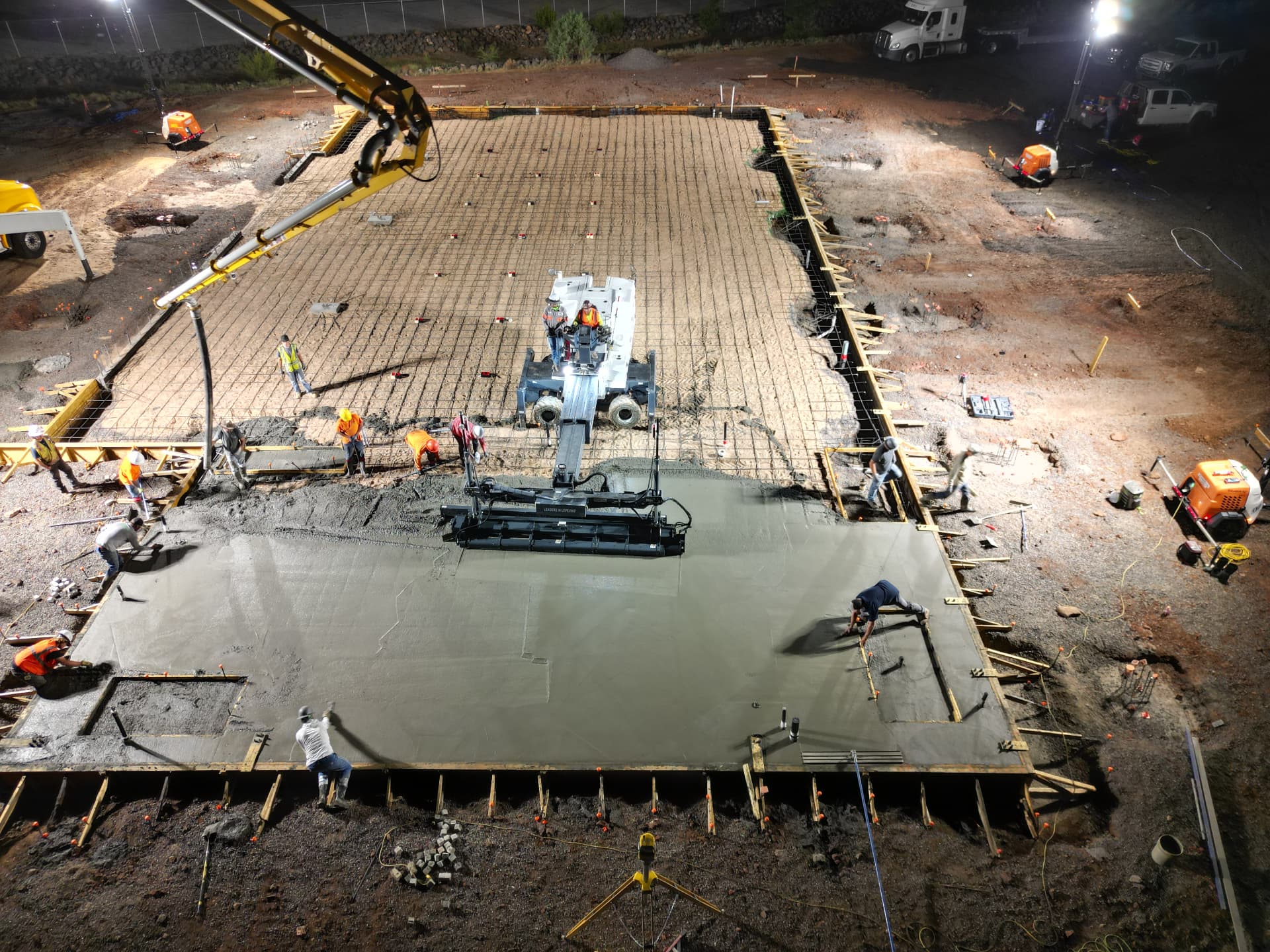 City of Show Low Admin Building — night slab pour and finishing