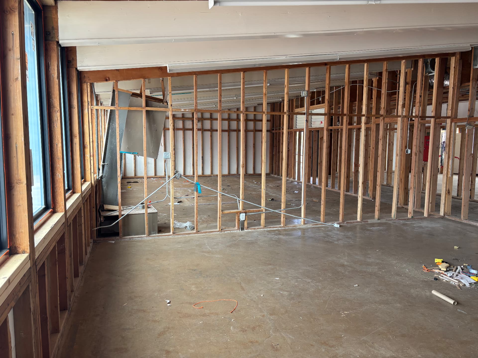 City of Show Low Training Building — BEFORE: interior framing