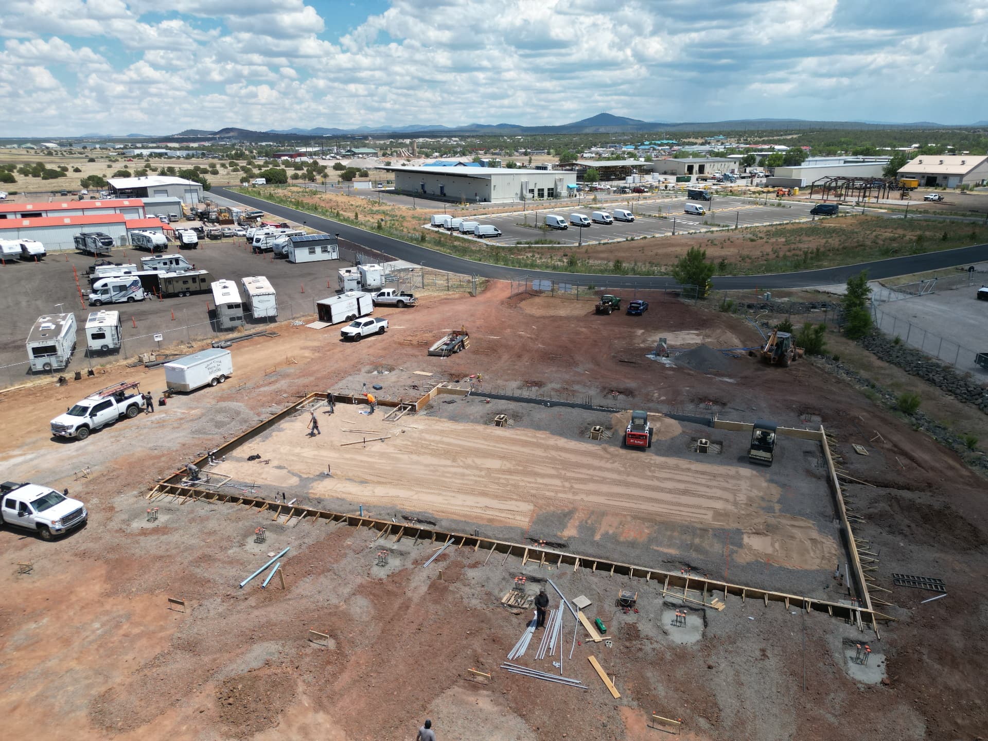 City of Show Low Admin Building — footing forms and pad prep aerial